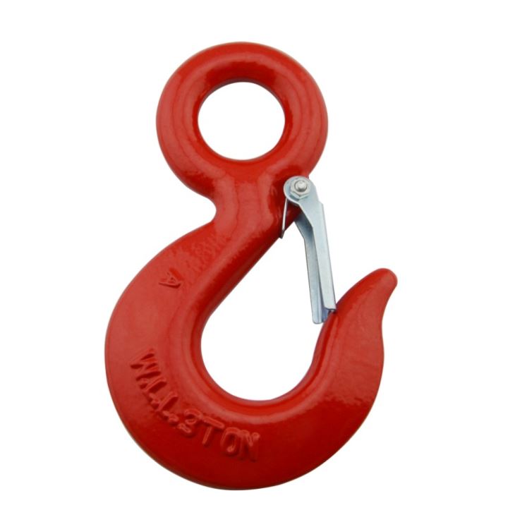 Alloy Steel Red Painted Drop Forged Eye Hoist Lifting Cargo Hooks with Safety Latch 320A